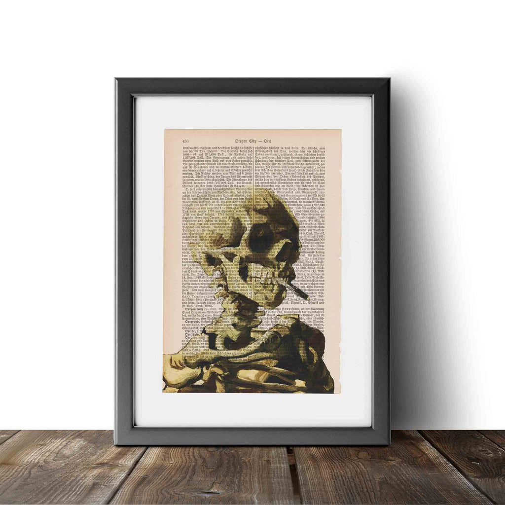 Skull of a Skeleton with Burning Cigarette - Vincent Van Gogh - Art on Words
