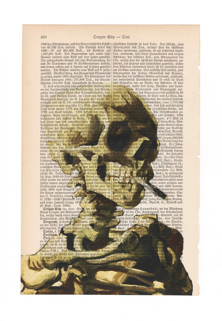 Skull of a Skeleton with Burning Cigarette - Vincent Van Gogh - Art on Words